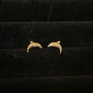 Gold dolphins stud earrings